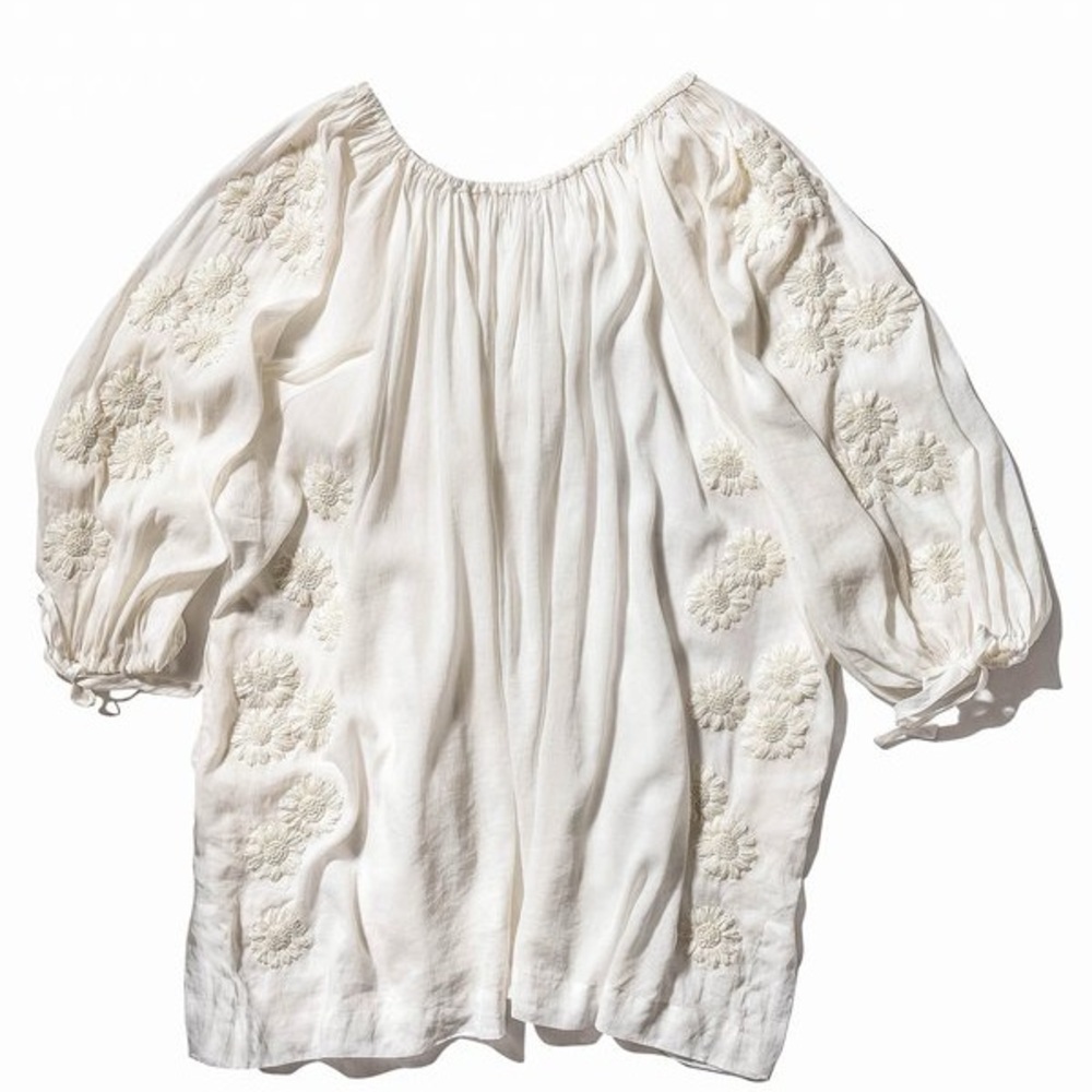 Innika Choo Frida Burrds embroidered mini smock dress - 1 - milk - Picture 4 of 9